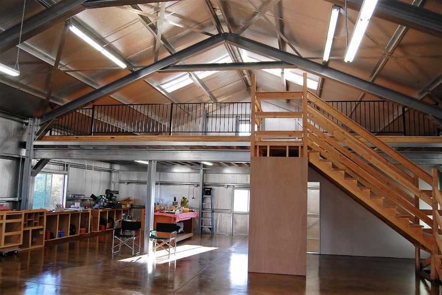 Cold Formed Steel building interior with a partial mezzanine.